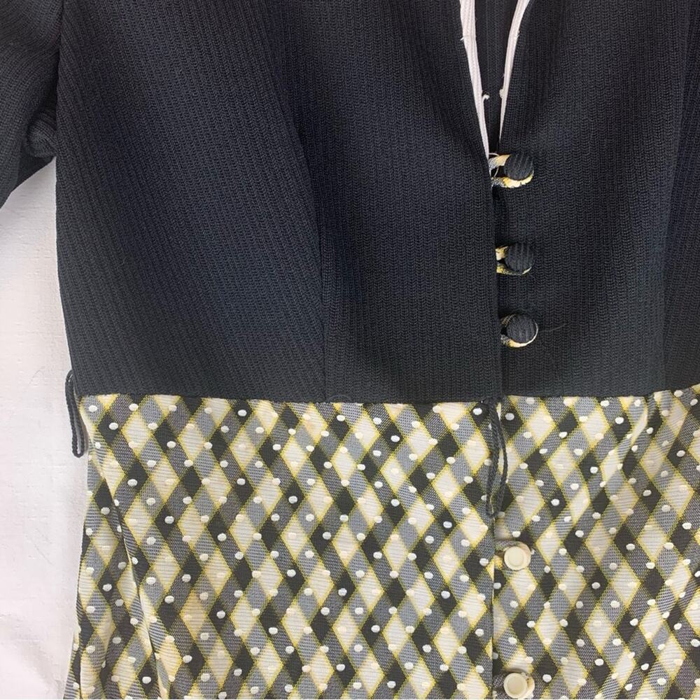 Vintage 70s woman's 6 8 small medium maxi dress black white pattern Wednesday lo - Picture 8 of 10
